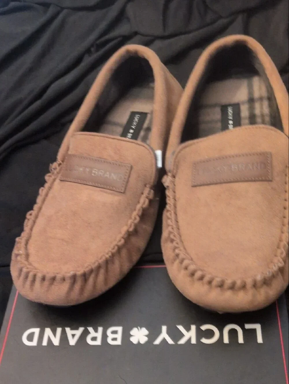 Lucky Brand Men’s Tan Suede Slip-On Moccasins